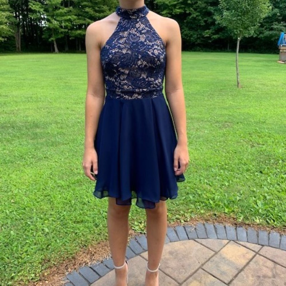 B. Smart Navy Blue Party Dress. Size 3 Junior.